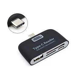 Αντάπτορας Type-C 3-in-1 USB OTG/TF/SD Smart Card Reader T-639 Μαύρο