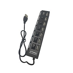 Αντάπτορας Hub φόρτισης και μεταφοράς δεδομένων USB 3.0 7 θυρών μαύρος USB-7 TREQA Μαύρο