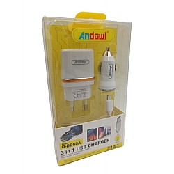 Σετ 3 τμχ micro USB Cable & USB-Car Wall Adapter 1m Λευκό Andowl Q-DC60A