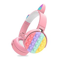 Ασύρματα Bluetooth On Ear Ακουστικά Ροζ Cat Pop it CTX-950 OEM