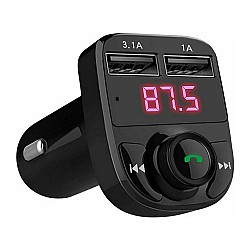FM Transmitter Bluetooth 4.0 2xUSB with 3.1A Charging Function Card Slot TF / microSD X8 Μαύρο