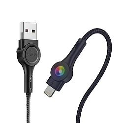 VIPFAN Καλώδιο Φόρτισης USB to Lightning USB Cable 1.2M CB-X8 LED RGB σε Μαύρο Χρώμα
