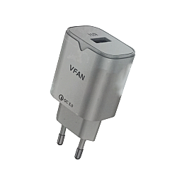 VFAN Φορτιστής Χωρίς Καλώδιο 18W με Θύρα USB 3.0 Safe Fast Charger E03 σε Λευκό Χρώμα