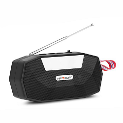 Φορητό Ραδιόφωνο ηχείο Bluetooth FM με Ηλιακό Πάνελ και LED Φακό VNN-096 σε Μαύρο Χρώμα