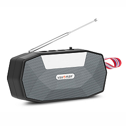 Φορητό Ραδιόφωνο ηχείο Bluetooth FM με Ηλιακό Πάνελ και LED Φακό VNN-096 σε Ασημί Χρώμα