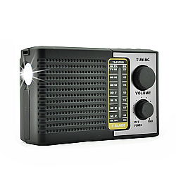 Φορητό Επαναφορτιζόμενο Ραδιόφωνο AM/FM/SW με Ηλιακό Πάνελ και LED Φακό YG-FQ22US σε Μαύρο Χρώμα