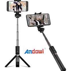 Selfie Stick ασύρματο τρίποδο για κινητό, τάμπλετ ή φωτογραφική μηχανή 2 σε 1 Andowl Q-A60 Μαύρο