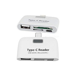 Αντάπτορας Type-C 3-in-1 USB OTG/TF/SD Smart Card Reader T-639 Λευκό
