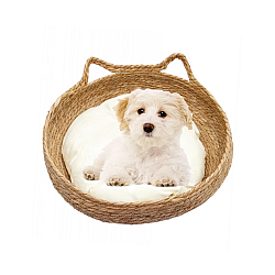 Ψάθινο Μαξιλάρι Σκύλου με Υφασμάτινο μαξιλαράκι 50x15cm LD-5015