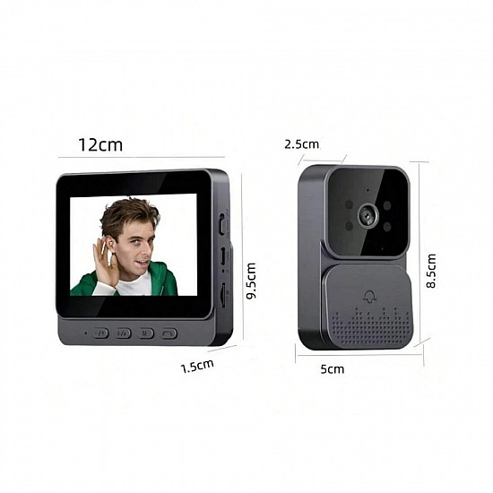 Mini Κουδούνι Πόρτας Doorbell με Κάμερα FHD 1080P και Οθόνη Μόνιτορ 4.3" σε Μαύρο Χρώμα OEM