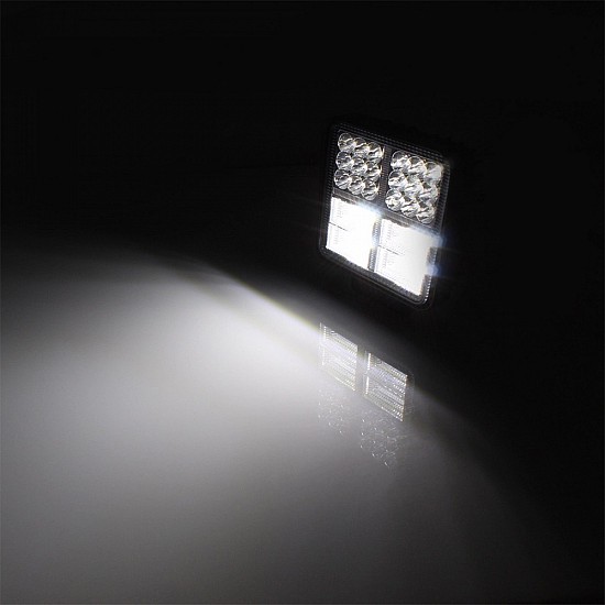 Τετράγωνος Αδιάβροχος Προβολέας Αυτοκινήτου LED 12V 126W με Λευκό και Κίτρινο flash Φωτισμό 1τμχ HD-80126W