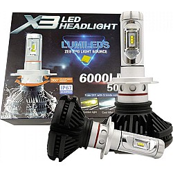 LED Headlight x3 6000 Lumens 50w H1 Zes Σετ 2 τεμαχιων